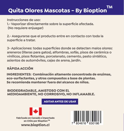 QUITA OLORES MASCOTAS OFERTA DE LANZAMIENTO: SPRAY 750cc + 250cc GRATIS