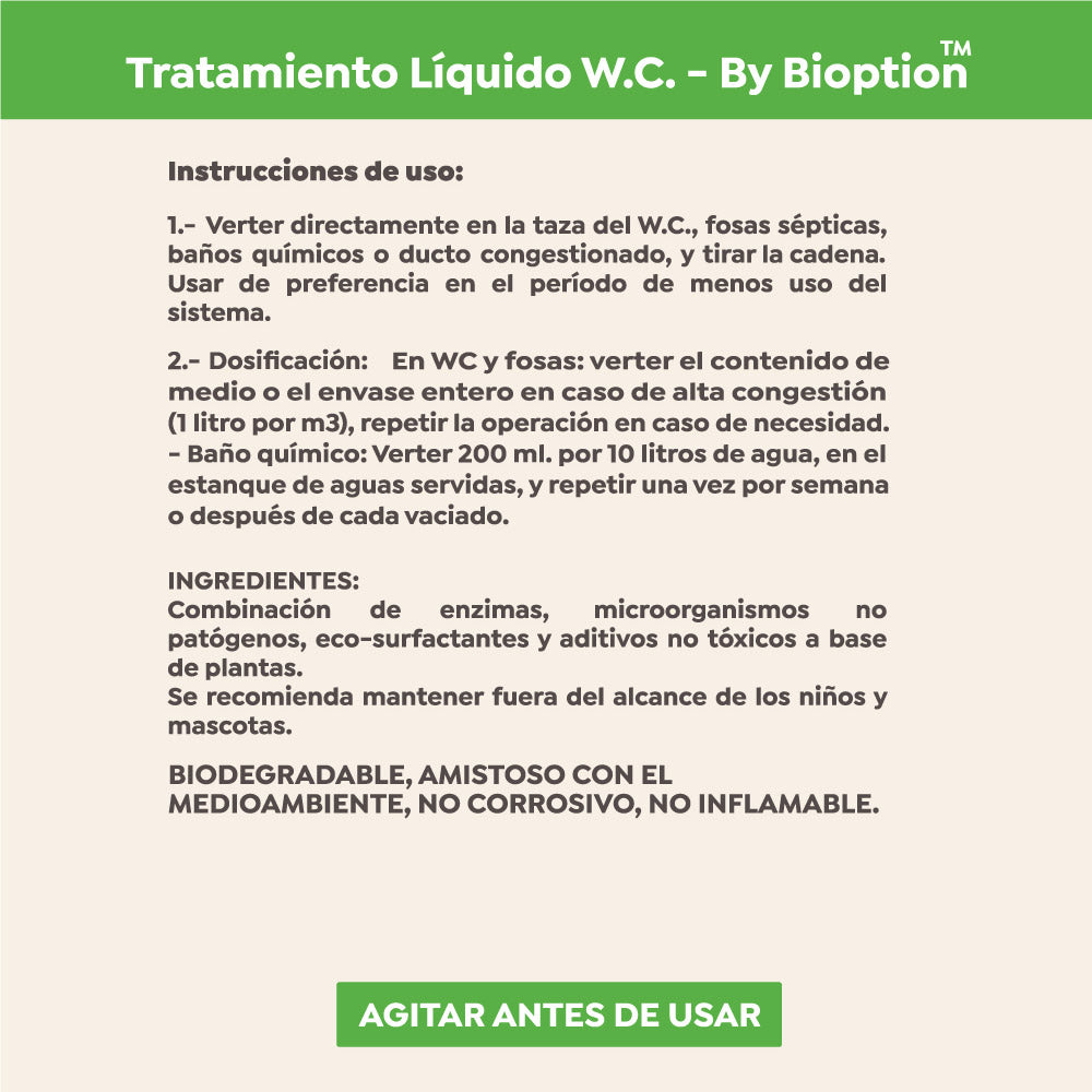 TRATAMIENTO LÍQUIDO WC , BAÑOS QUÍMICOS y FOSAS SÉPTICAS