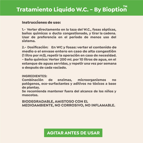 TRATAMIENTO LÍQUIDO WC Y BAÑOS QUÍMICOS